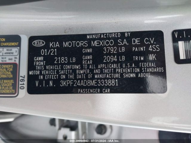 Photo 8 VIN: 3KPF24AD8ME333881 - KIA FORTE 