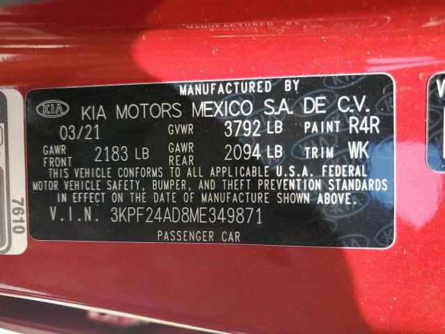 Photo 11 VIN: 3KPF24AD8ME349871 - KIA FORTE FE 