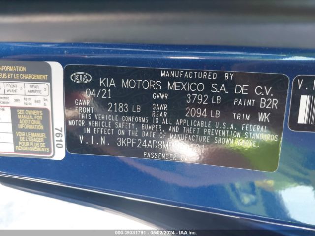 Photo 8 VIN: 3KPF24AD8ME361101 - KIA FORTE 