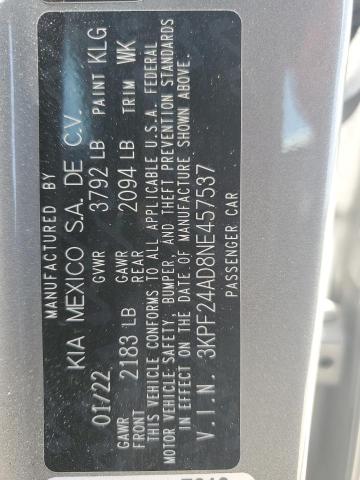 Photo 11 VIN: 3KPF24AD8NE457537 - KIA FORTE FE 