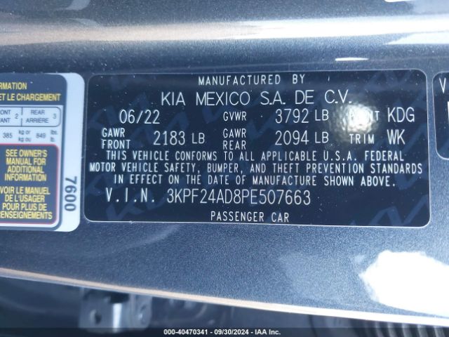 Photo 8 VIN: 3KPF24AD8PE507663 - KIA FORTE 