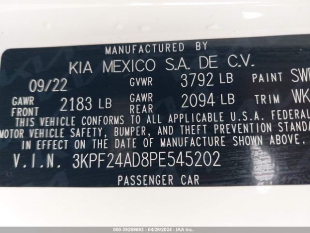 Photo 8 VIN: 3KPF24AD8PE545202 - KIA FORTE 