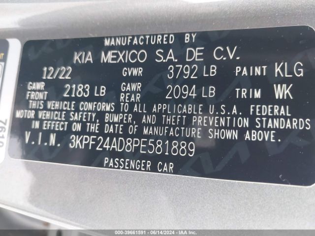 Photo 8 VIN: 3KPF24AD8PE581889 - KIA FORTE 