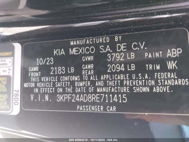 Photo 8 VIN: 3KPF24AD8RE711415 - KIA FORTE 