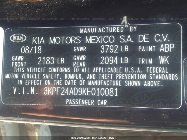 Photo 8 VIN: 3KPF24AD9KE010081 - KIA FORTE 