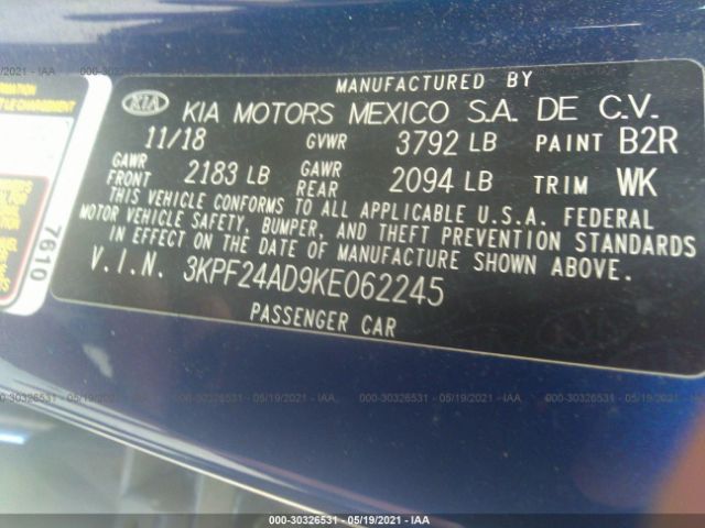 Photo 8 VIN: 3KPF24AD9KE062245 - KIA FORTE 