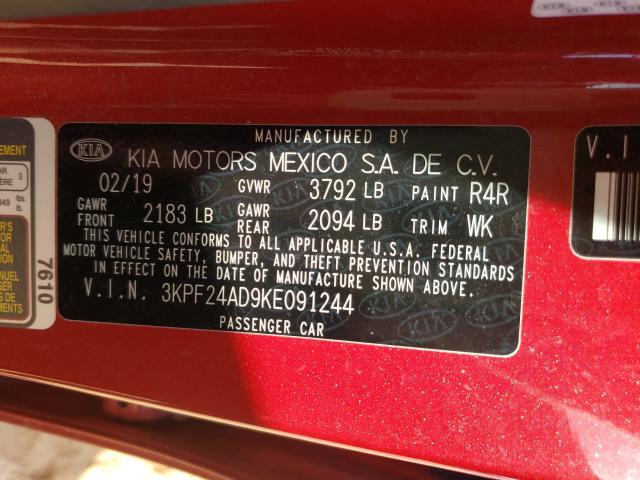 Photo 9 VIN: 3KPF24AD9KE091244 - KIA FORTE FE 