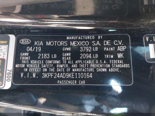 Photo 8 VIN: 3KPF24AD9KE110164 - KIA FORTE 