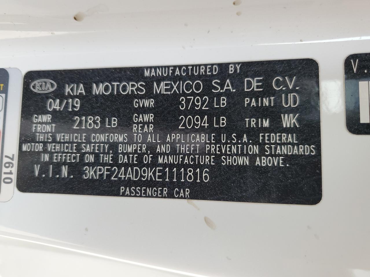 Photo 12 VIN: 3KPF24AD9KE111816 - KIA FORTE 