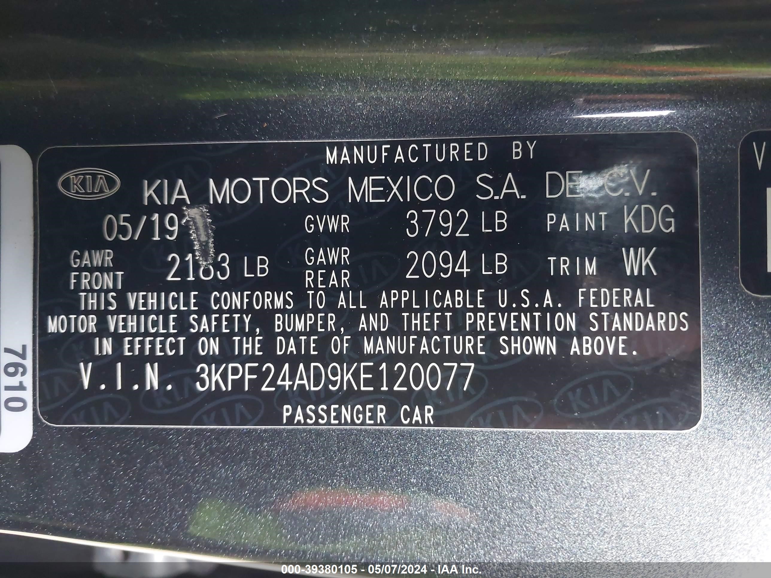 Photo 8 VIN: 3KPF24AD9KE120077 - KIA FORTE 