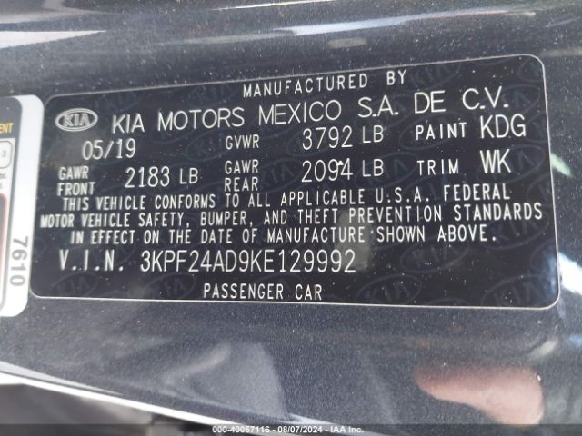 Photo 8 VIN: 3KPF24AD9KE129992 - KIA FORTE 