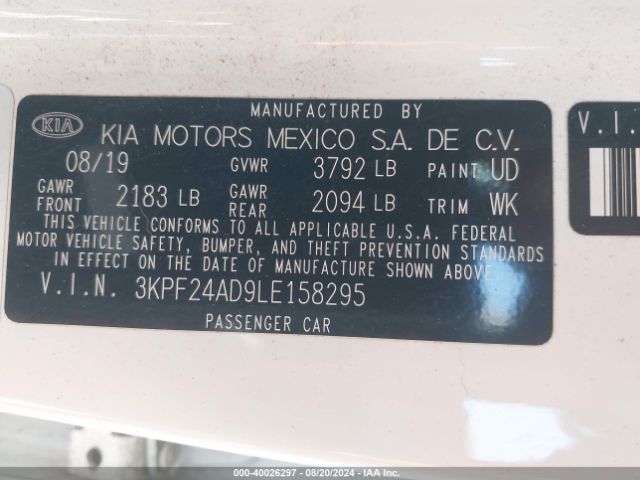 Photo 8 VIN: 3KPF24AD9LE158295 - KIA FORTE 