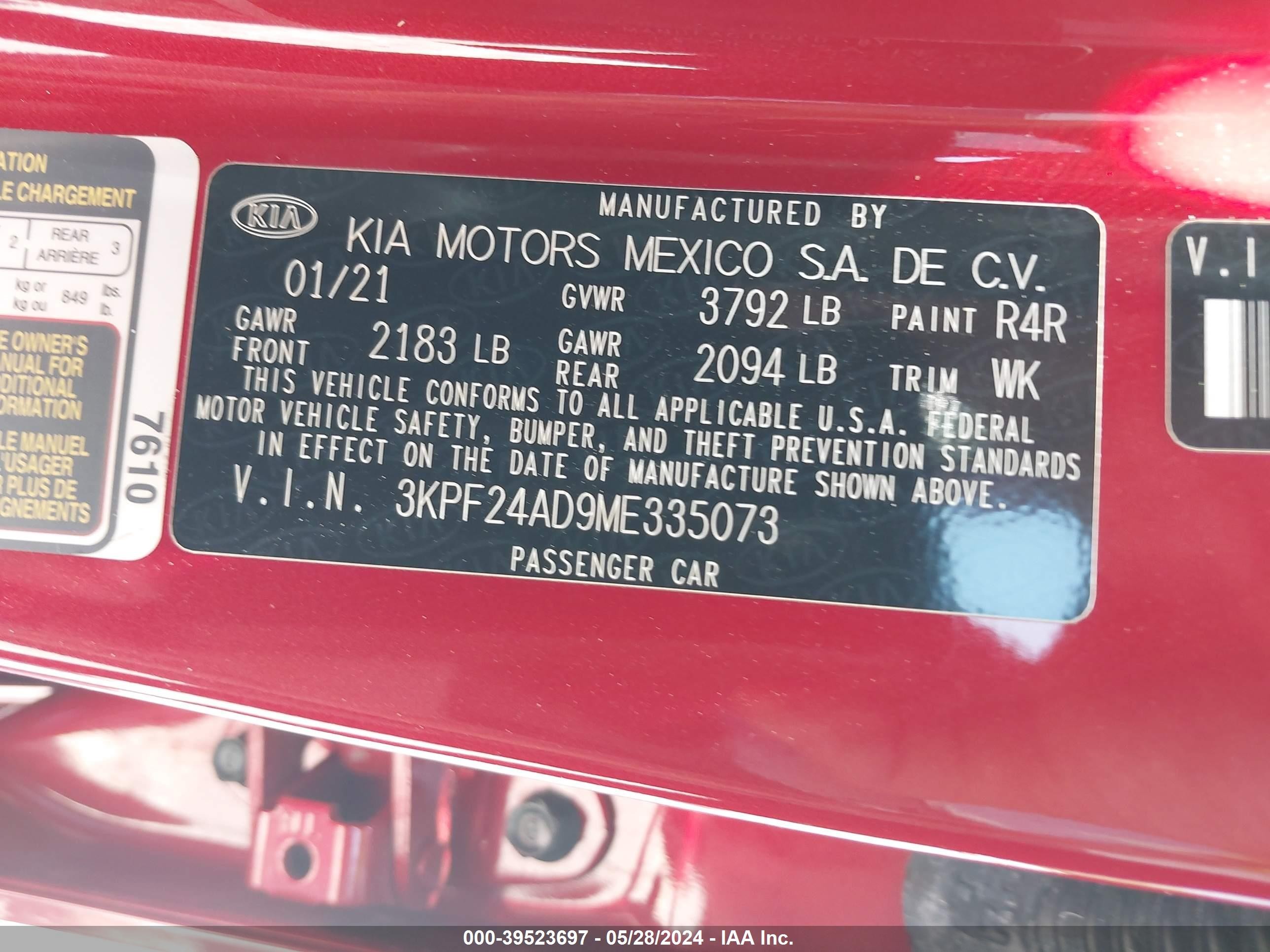 Photo 8 VIN: 3KPF24AD9ME335073 - KIA FORTE 