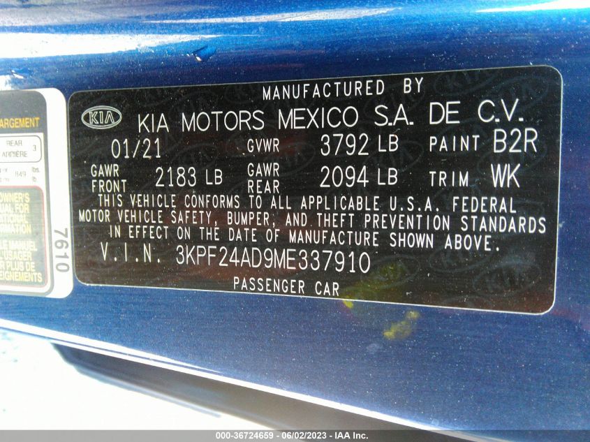 Photo 8 VIN: 3KPF24AD9ME337910 - KIA FORTE 