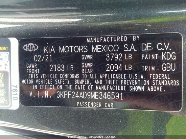 Photo 8 VIN: 3KPF24AD9ME346591 - KIA FORTE 