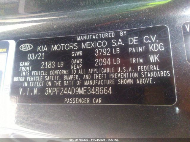 Photo 8 VIN: 3KPF24AD9ME348664 - KIA FORTE 