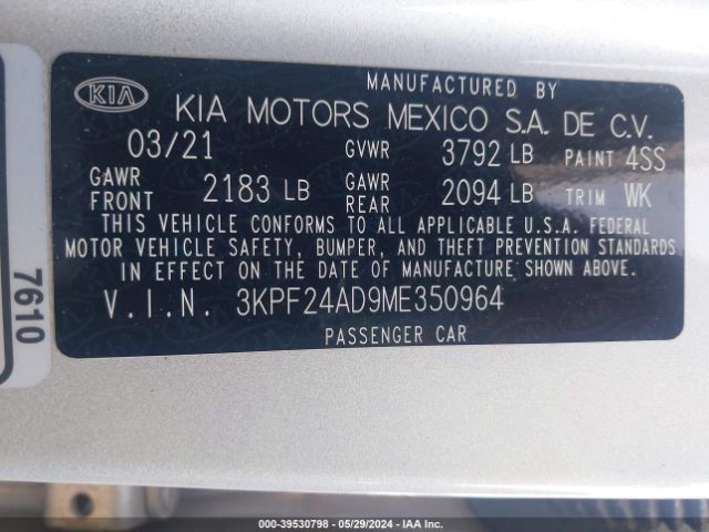 Photo 8 VIN: 3KPF24AD9ME350964 - KIA FORTE 