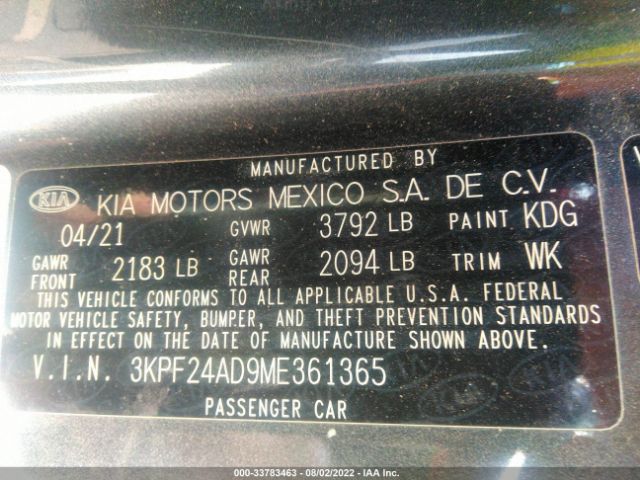 Photo 8 VIN: 3KPF24AD9ME361365 - KIA FORTE 