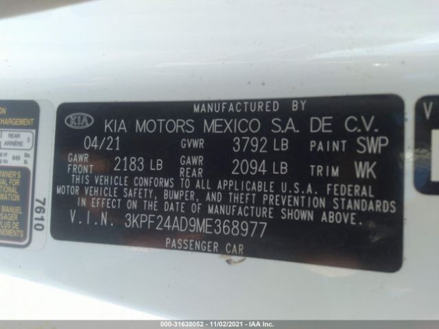 Photo 8 VIN: 3KPF24AD9ME368977 - KIA FORTE 