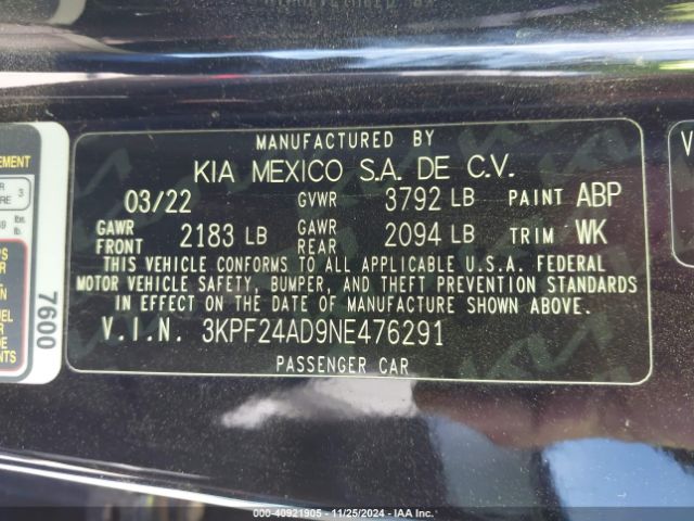 Photo 8 VIN: 3KPF24AD9NE476291 - KIA FORTE 