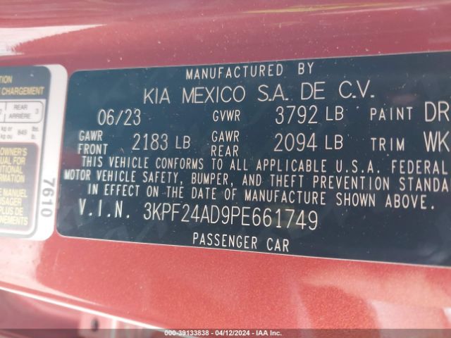 Photo 8 VIN: 3KPF24AD9PE661749 - KIA FORTE 