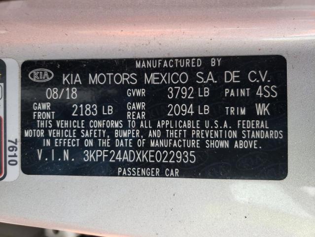 Photo 11 VIN: 3KPF24ADXKE022935 - KIA FORTE FE 