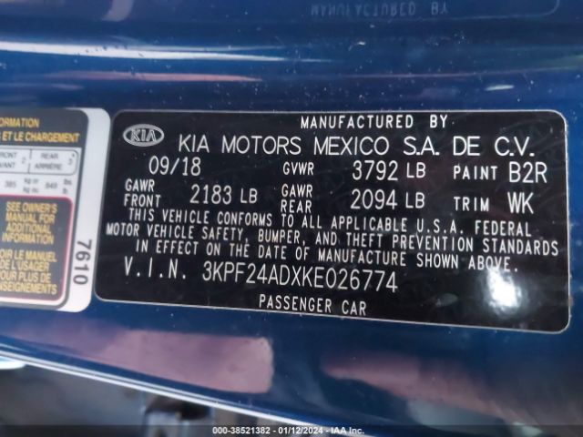 Photo 8 VIN: 3KPF24ADXKE026774 - KIA FORTE 