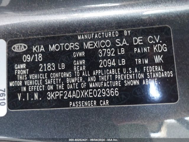 Photo 8 VIN: 3KPF24ADXKE029366 - KIA FORTE 