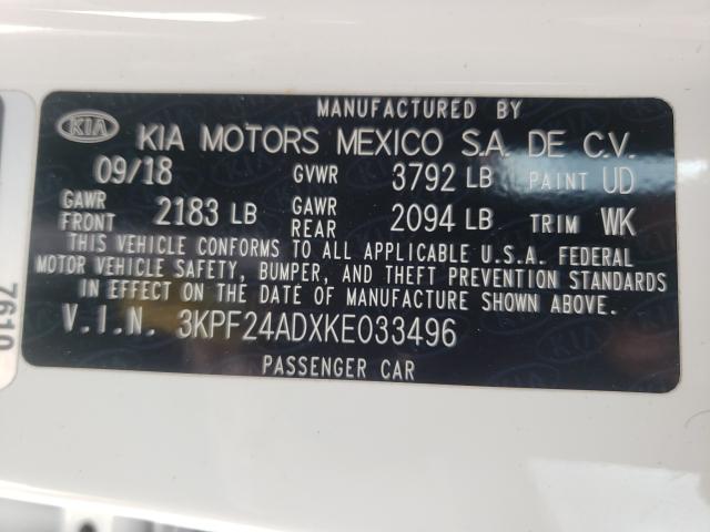 Photo 9 VIN: 3KPF24ADXKE033496 - KIA FORTE FE 