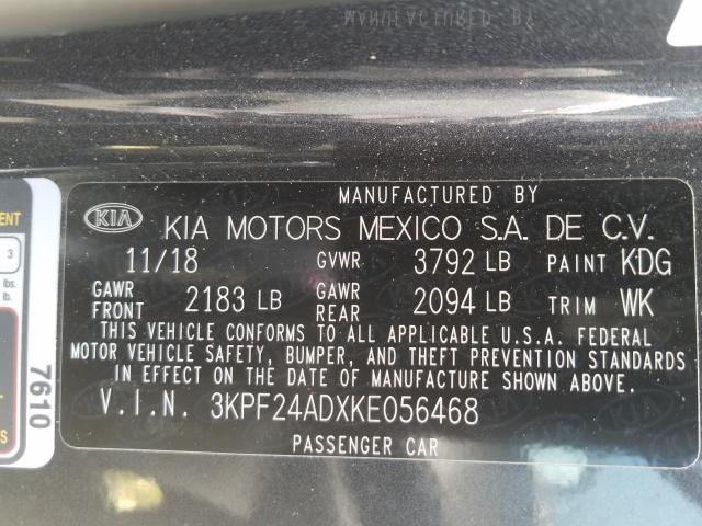 Photo 9 VIN: 3KPF24ADXKE056468 - KIA FORTE FE 