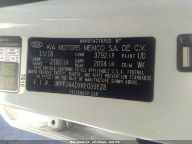 Photo 8 VIN: 3KPF24ADXKE059628 - KIA FORTE 