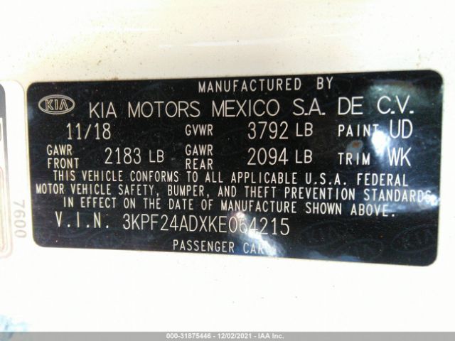 Photo 8 VIN: 3KPF24ADXKE064215 - KIA FORTE 