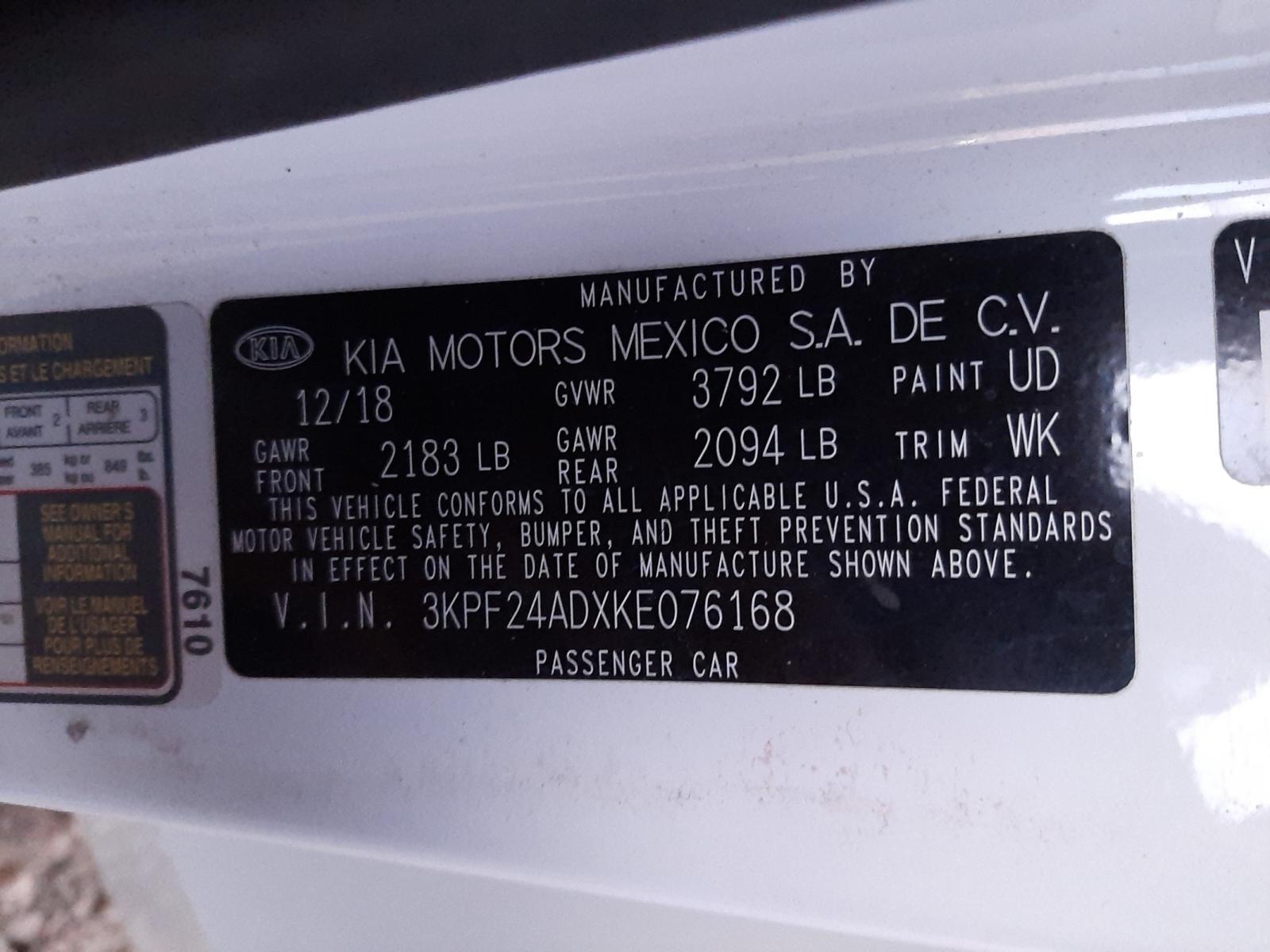 Photo 9 VIN: 3KPF24ADXKE076168 - KIA FORTE FE 