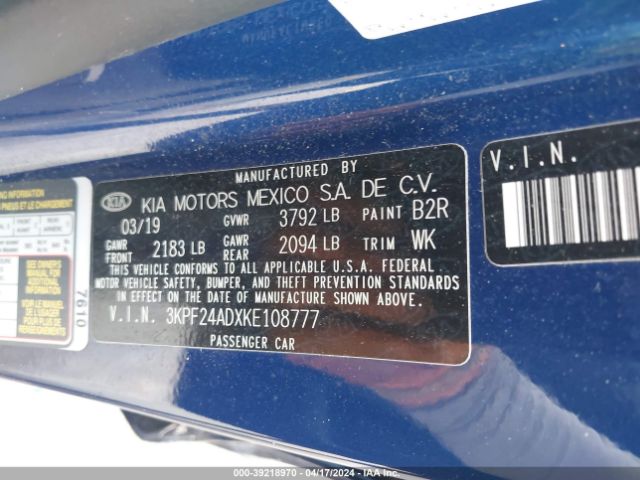 Photo 8 VIN: 3KPF24ADXKE108777 - KIA FORTE 