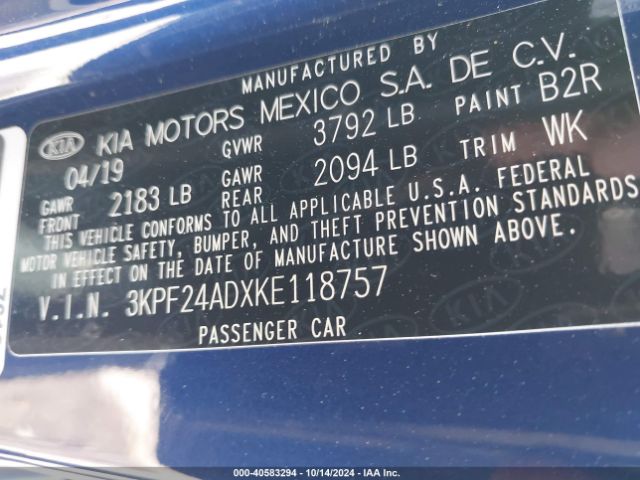 Photo 8 VIN: 3KPF24ADXKE118757 - KIA FORTE 