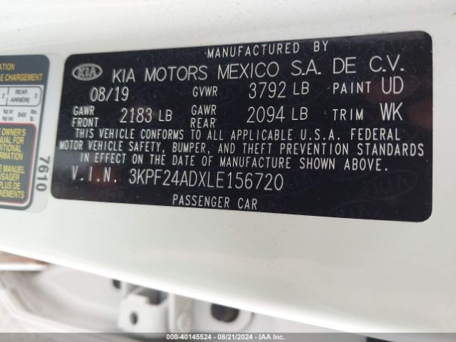 Photo 8 VIN: 3KPF24ADXLE156720 - KIA FORTE 