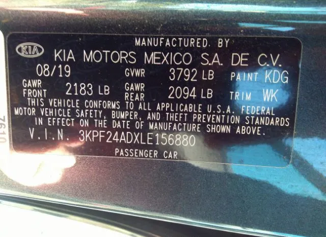 Photo 8 VIN: 3KPF24ADXLE156880 - KIA FORTE 