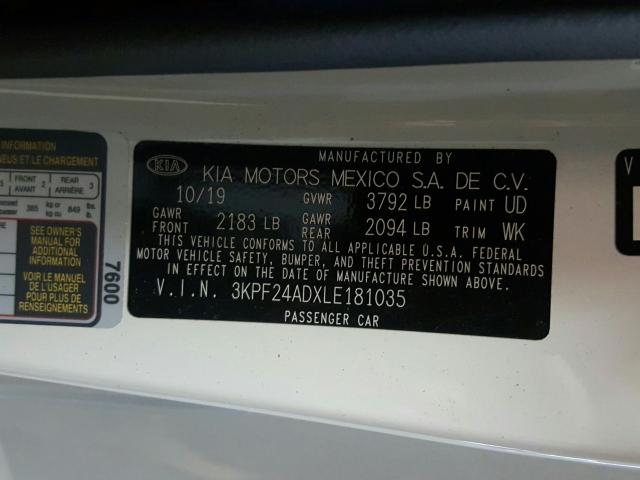 Photo 9 VIN: 3KPF24ADXLE181035 - KIA FORTE FE 