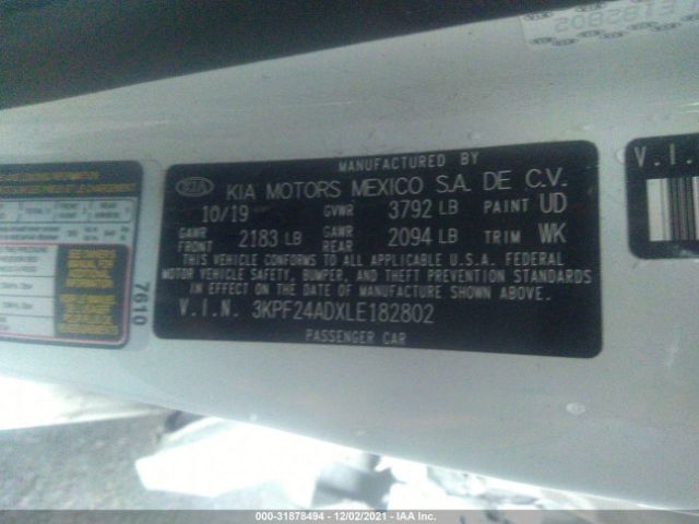 Photo 8 VIN: 3KPF24ADXLE182802 - KIA FORTE 