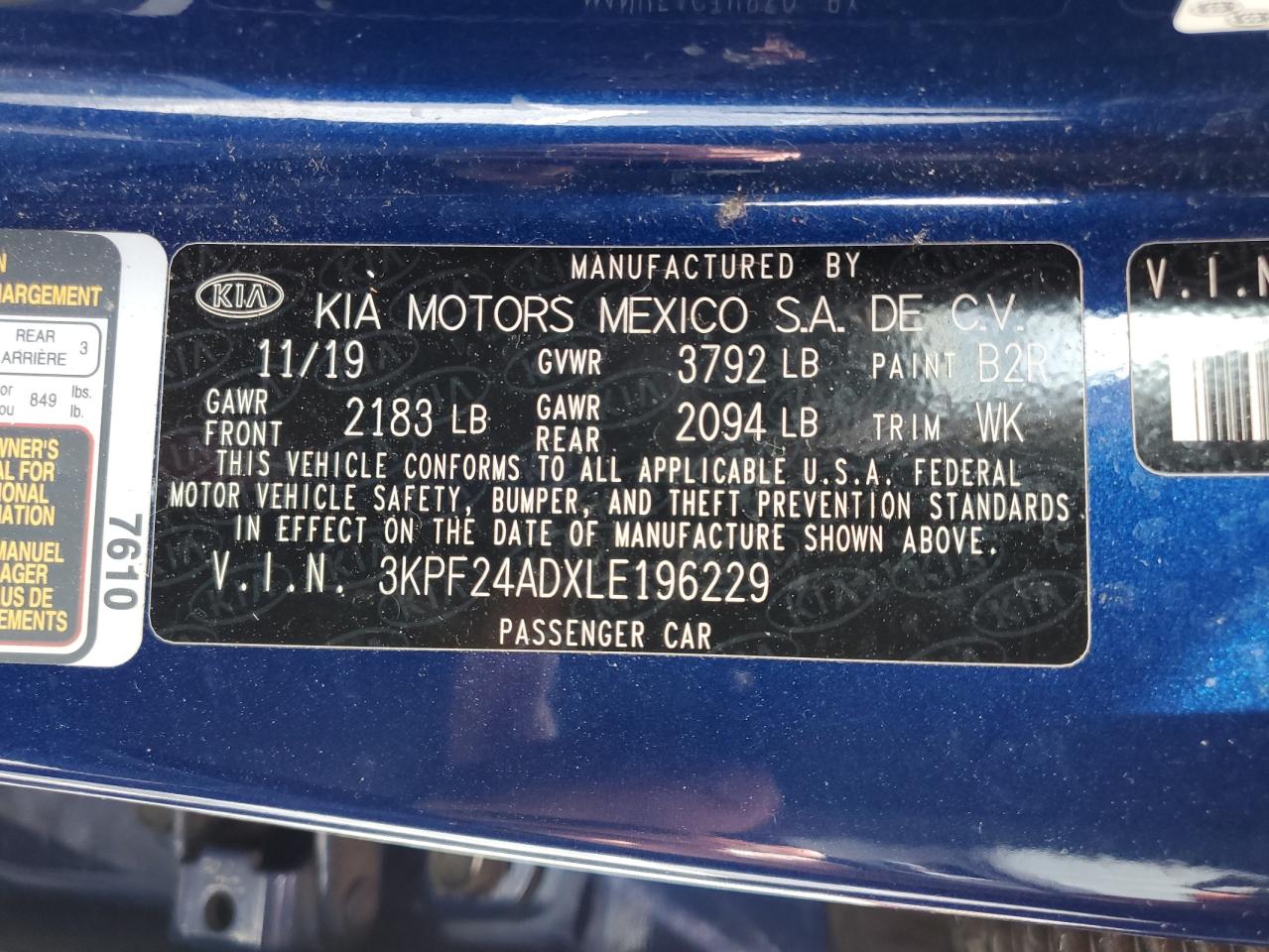 Photo 11 VIN: 3KPF24ADXLE196229 - KIA FORTE 