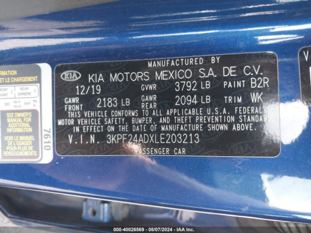 Photo 8 VIN: 3KPF24ADXLE203213 - KIA FORTE 