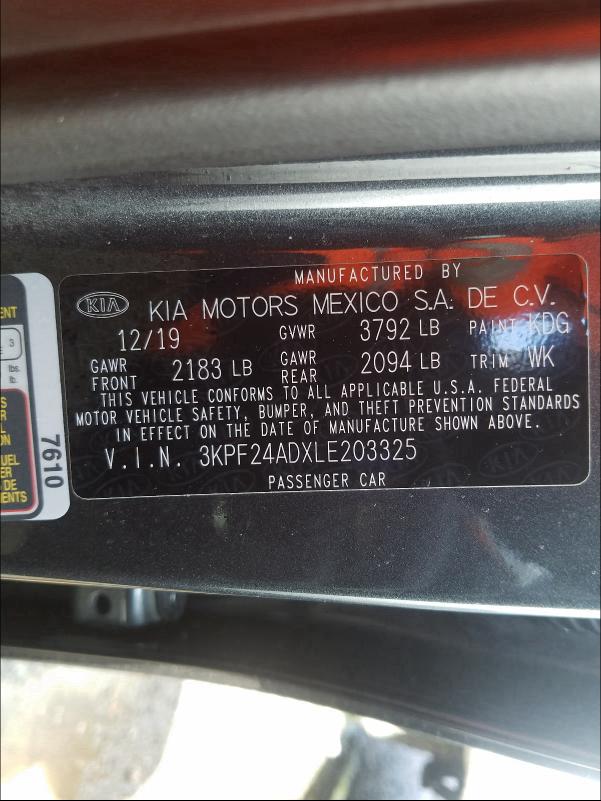 Photo 9 VIN: 3KPF24ADXLE203325 - KIA FORTE FE 