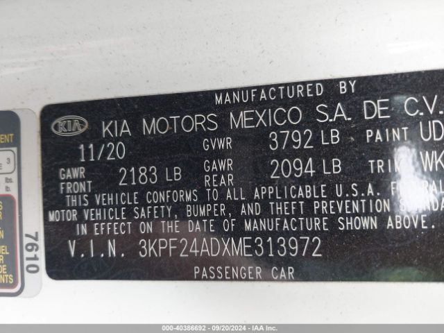 Photo 8 VIN: 3KPF24ADXME313972 - KIA FORTE 