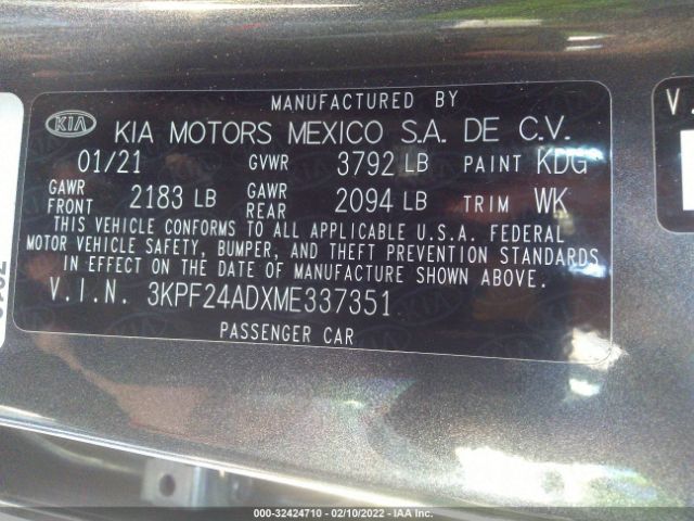 Photo 8 VIN: 3KPF24ADXME337351 - KIA FORTE 