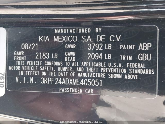 Photo 8 VIN: 3KPF24ADXME405051 - KIA FORTE 