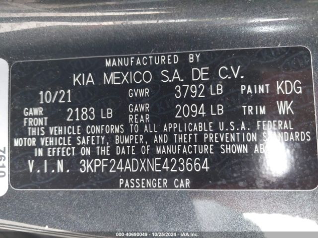 Photo 8 VIN: 3KPF24ADXNE423664 - KIA FORTE 