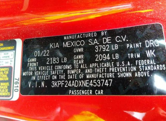 Photo 8 VIN: 3KPF24ADXNE453747 - KIA FORTE 