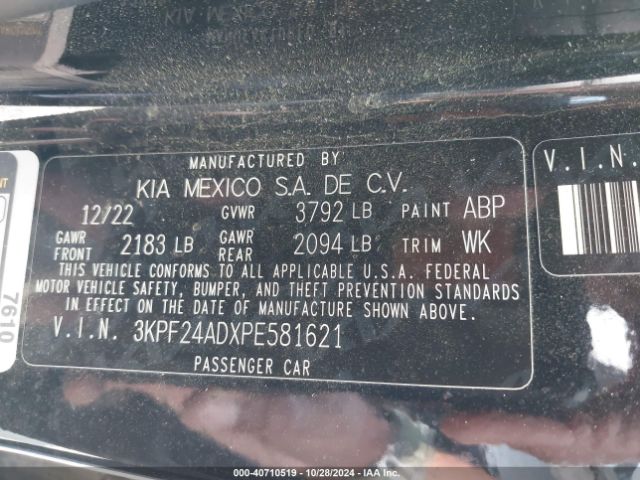 Photo 8 VIN: 3KPF24ADXPE581621 - KIA FORTE 