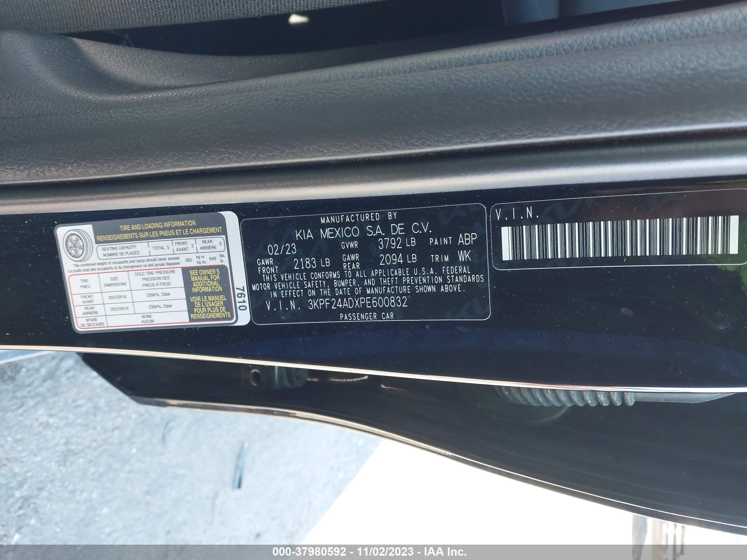 Photo 8 VIN: 3KPF24ADXPE600832 - KIA FORTE 