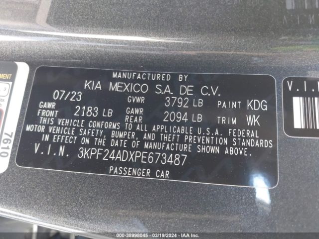 Photo 8 VIN: 3KPF24ADXPE673487 - KIA FORTE 